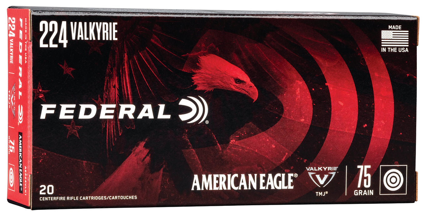 Federal AE224VLK1 American Eagle  224 Valkyrie 75 gr 3000 fps Full Metal Jacket (FMJ) 20 Bx/10 Cs