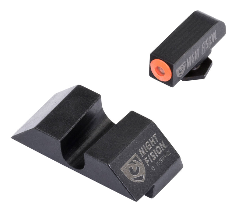 Night Fision GLK001014OGZ Tritium Night Sights For Glock  Black | Green Tritium Orange Ring Front Sight Black Rear Sight