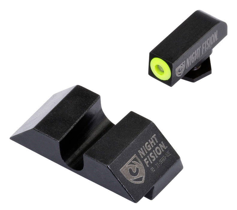 Night Fision GLK001014YGZ Tritium Night Sights For Glock  Black | Green Tritium Yellow Ring Front Sight Black Rear Sight