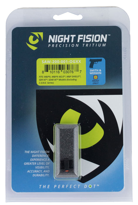 Night Fision SAW200001OGX Tritium Night Sights for Smith & Wesson  Black | Green Tritium Orange Ring Front Sight