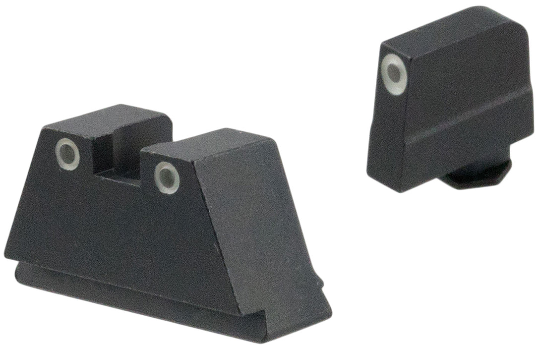 AmeriGlo GL349 Optic Compatible Sight Set for Glock  Black | 3XL Tall Green Tritium with White Outline Front Sight 3XL Tall Green Tritium with White Outline Rear Sight