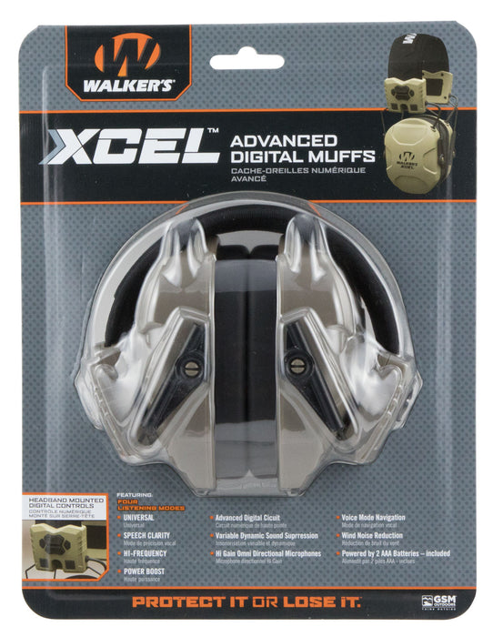 Walker's GWPXSEM XCEL Advanced Digital Muff 26 dB Over the Head Gray/Black Polymer