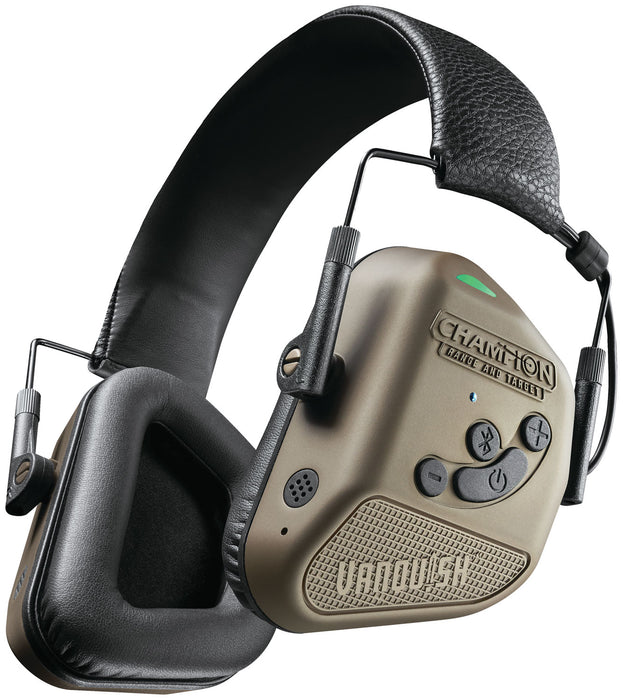 Champion Targets 40983 Vanquish Pro Elite Muff Over the Head Bluetooth Enabled Rechargeable Li-Ion Battery Gold/Black