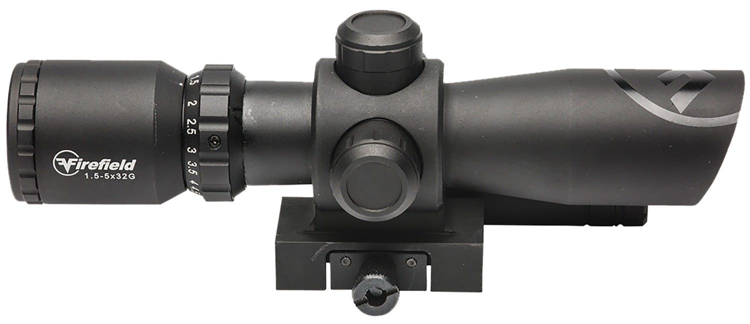 Firefield FF13063 Barrage w/Green Laser Matte Black 1.5-5x32mm Illuminated Red/Green Mil-Dot Reticle/Green Laser