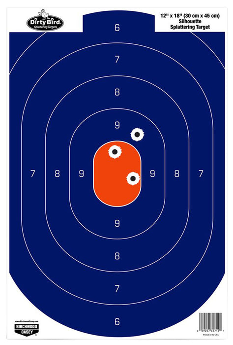 Birchwood Casey 35718 Dirty Bird  Silhouette Tagboard Hanging Universal 12" x 18" Blue/Orange 8 Per Pkg