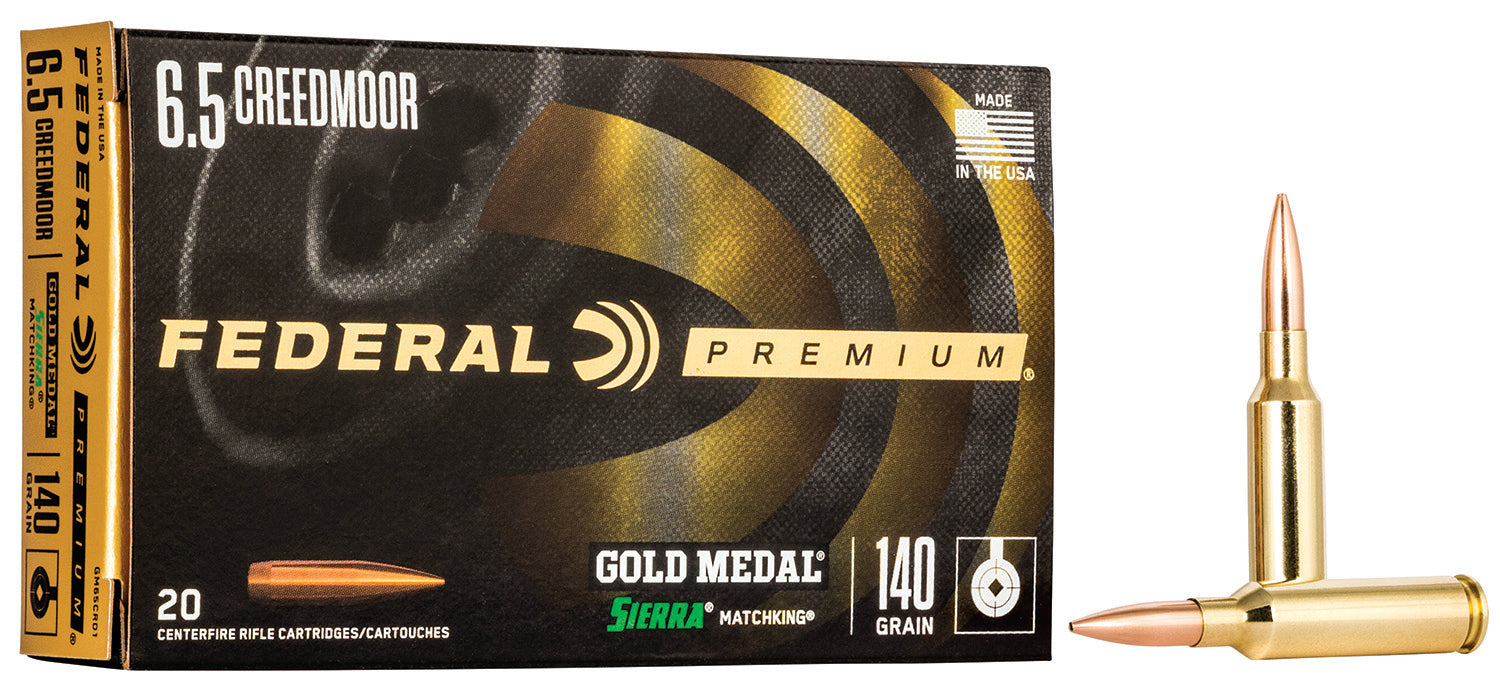 Federal GM65CRD1 Premium Gold Medal 6.5 Creedmoor 140 gr 2675 fps Sierra MatchKing BTHP 20 Bx/10 Cs