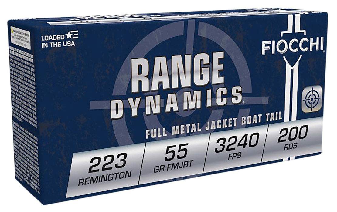 Fiocchi 223ARD Range Dynamics  223 Rem 55 gr 3240 fps Full Metal Jacket Boat-Tail (FMJBT) 1000 Bx/1 Cs