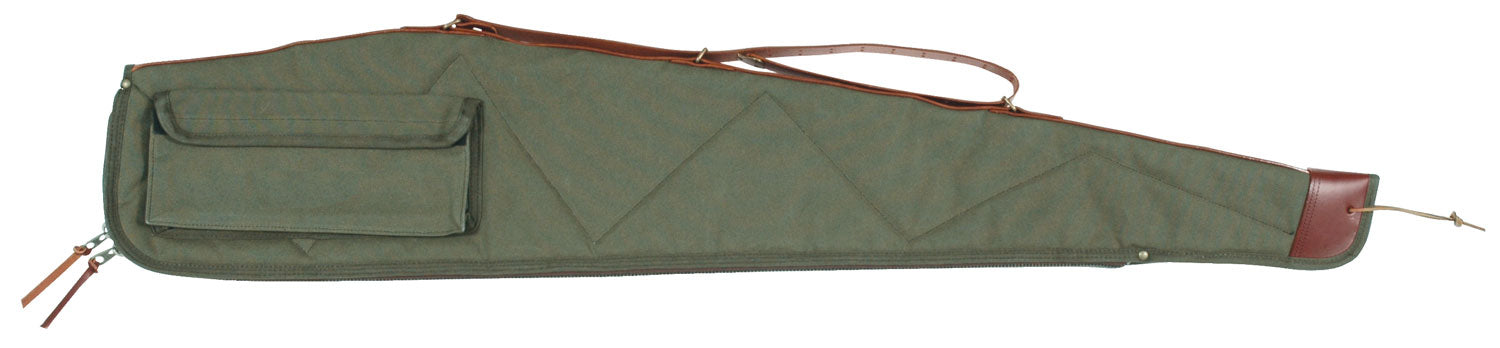 Bob Allen 14536 Canvas Rifle Case 40" Green Canvas w/ Quilted Flannel Lining Leather Sling & Self-Repairing Nylon Zipper