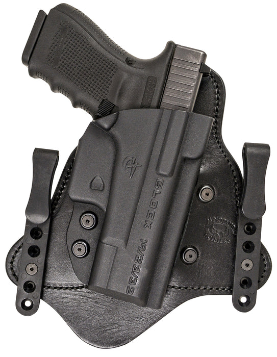 Comp-Tac C225GL056RBSN MTAC  IWB Black Kydex/Leather Belt Clip Compatible w/ Glock 26/27/28/33 Gen1-4 Right Hand