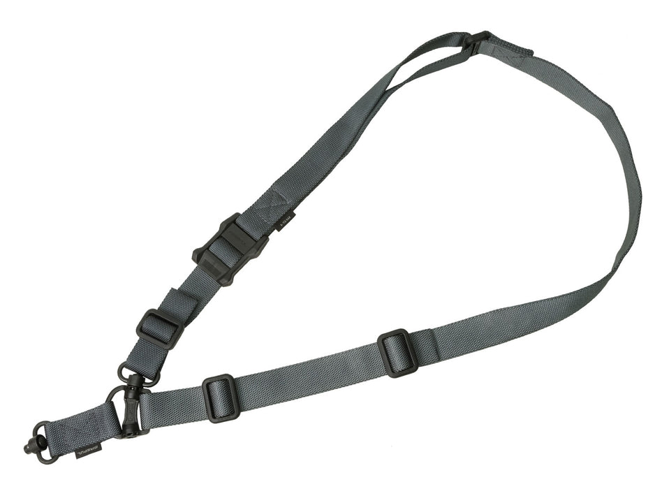 Magpul MAG518-GRY MS4 Sling GEN2 made of Stealth Gray Nylon Webbing with 1.25" W, Adjustable One-Two Point Design & 2 QD Push Button Swivels for AR-Platforms