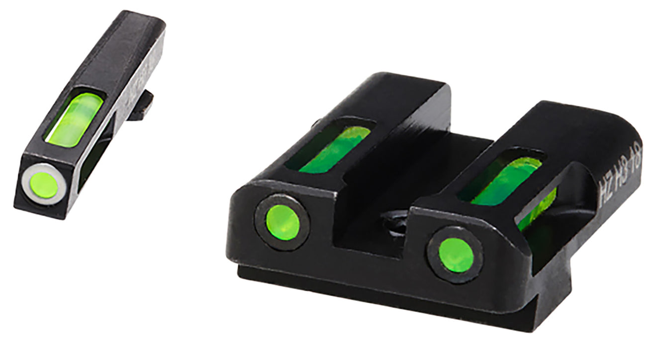 HiViz GLN325 LightWave H3 Sight Set 3 Dot Green Tritium Front/Green Fiber Optic Rear, Black Frame Compatible w/All Glock 9mm/40 S&W/357 Sig, Except 42/43/43X/48 Front Post/ Rear Dovetail Mount