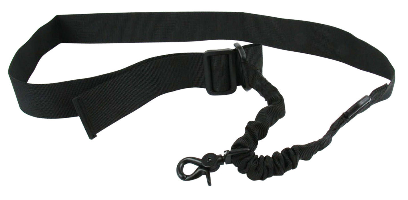 TacFire SL001B Single Point Sling 1.25" W x 20"-30" L Adjustable Double Bungee Black Nylon Webbing for Rifle/Shotgun