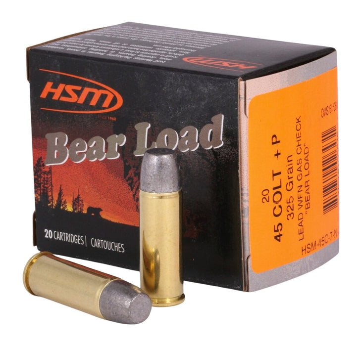 HSM 45C7N20 Bear Load  45 Colt 325 gr Wide Flat Nose 20 Per Box/ 20 Case