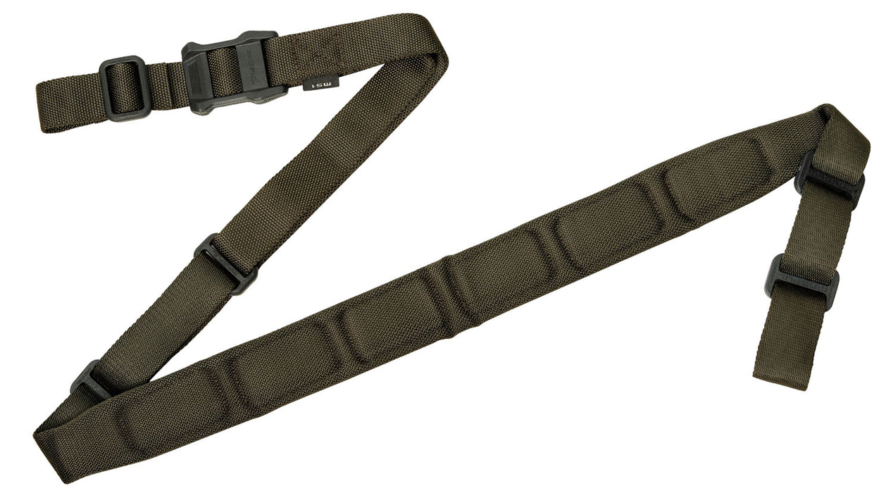 Magpul MAG545-RGR MS1 Sling 1.25"-1.88" W x 48"- 60" L Padded Two-Point Ranger Green for Rifle