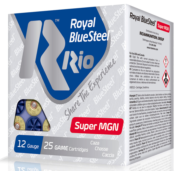 RIO AMMUNITION RBSSM402 Royal BlueSteel Super Magnum 12 Gauge 3.5" 1-3/8 oz 2 Shot 25 Bx/ 10 Cs