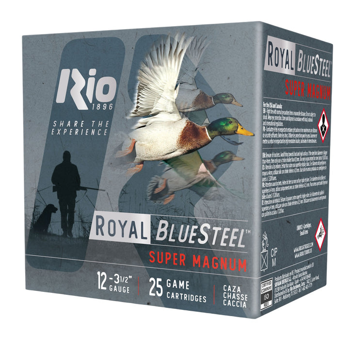 Rio Ammunition RBSSM40BB BlueSteel Royal 12Gauge 3.50" 1 3/8oz BB Shot 25 Per Box/10 Case