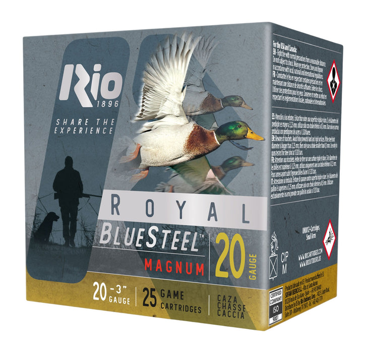 Rio Ammunition RBSM204 BlueSteel Royal 20Gauge 3" 1oz 4Shot 25 Per Box/10 Case
