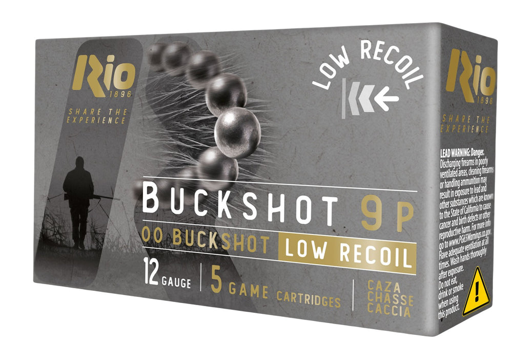 Rio Ammunition RBLR129 Royal Buck Low Recoil 12Gauge 2.75" 9Pellets 00Buck Shot 5 Per Box/50 Case