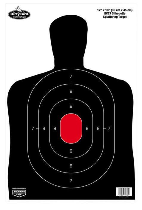 Birchwood Casey 35702 Dirty Bird BC-27 Silhouette Tagboard Hanging Pistol 12" x 18" Black/Red 100 Per Pkg