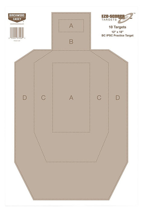 Birchwood Casey 37018 EZE-Scorer  IPSC Paper Hanging Universal 12" x 18" Tan 100 Per Pkg