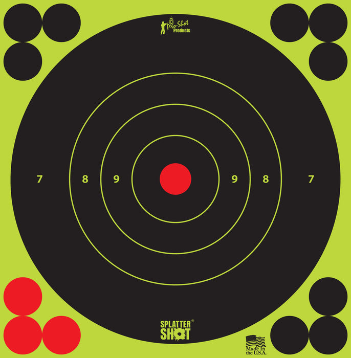 Pro-Shot 6BGREEN12PK SplatterShot  Black/Green Self-Adhesive Paper Impact Enhancement 6" Bullseye 72 Targets/12 Sheets Includes Pasters