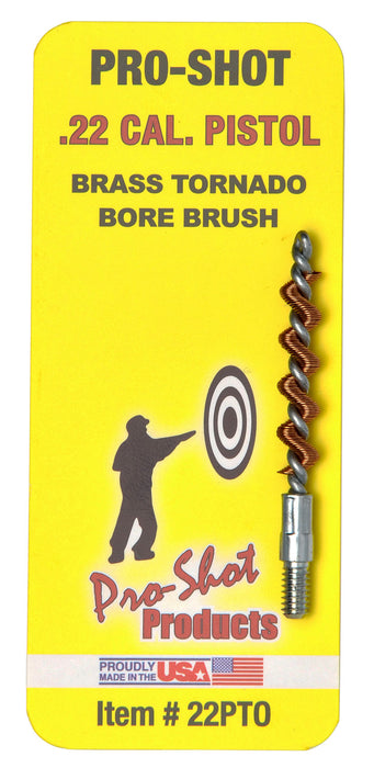 Pro-Shot 22PTO Tornado Bore Brush .22 Cal Pistol #8-32 Thread Brass Spiral Wound Loop