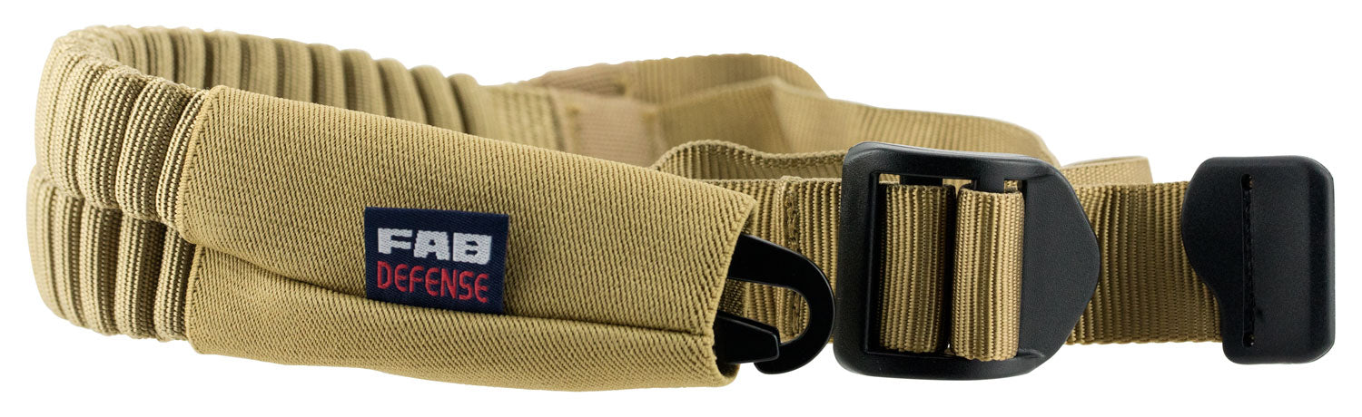 FAB Defense FXBUNGEET Bungee One Point Tactical Sling for AR Platform/ SBR 23.60" OAL 1.18" Wide Designed For Chest or Shoulder Carry Quick Release Buckle Tan Elastic