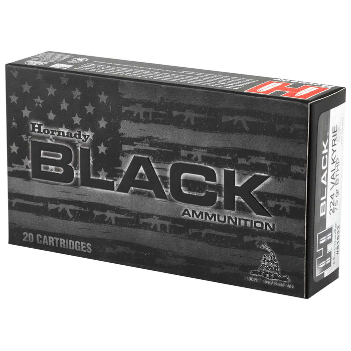 Hornady 81532 Black  224 Valkyrie 75 gr 3000 fps Hollow Point Boat-Tail (HPBT) 20 Bx/10 Cs