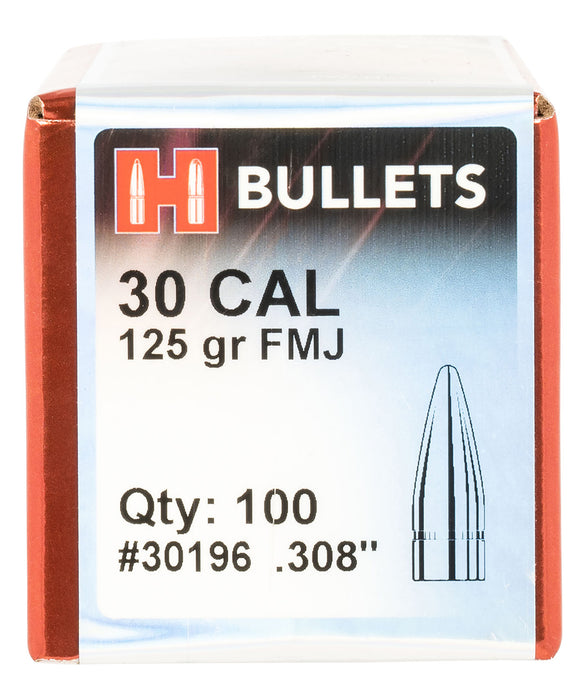 Hornady 30196 FMJ  30 Cal .308 125 gr Full Metal Jacket 100 Per Box/ 25 Case