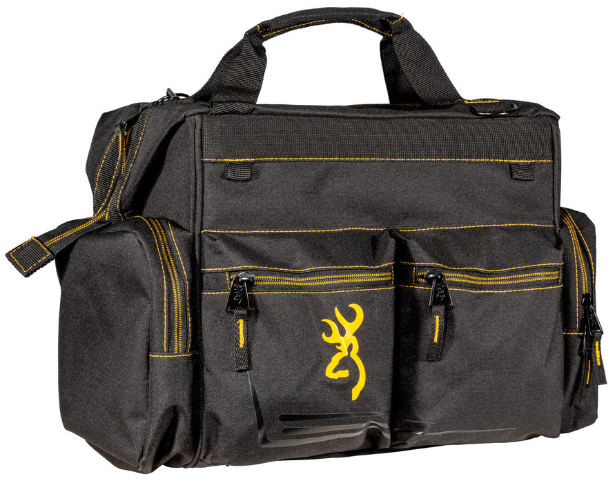 Browning 121095899 Black & Gold Shooter's Bag Black w/Buck Mark Logo Ripstop Polyester