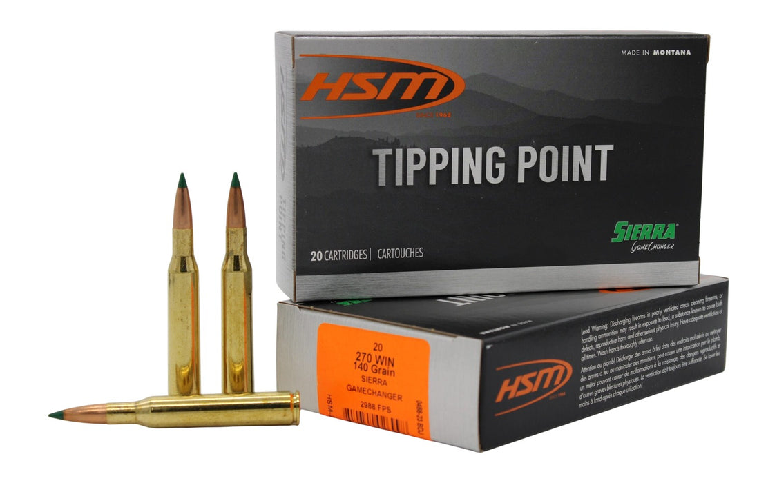HSM 27016N Tipping Point  270 Win 140 gr Sierra GameChanger 20 Per Box/ 20 Case