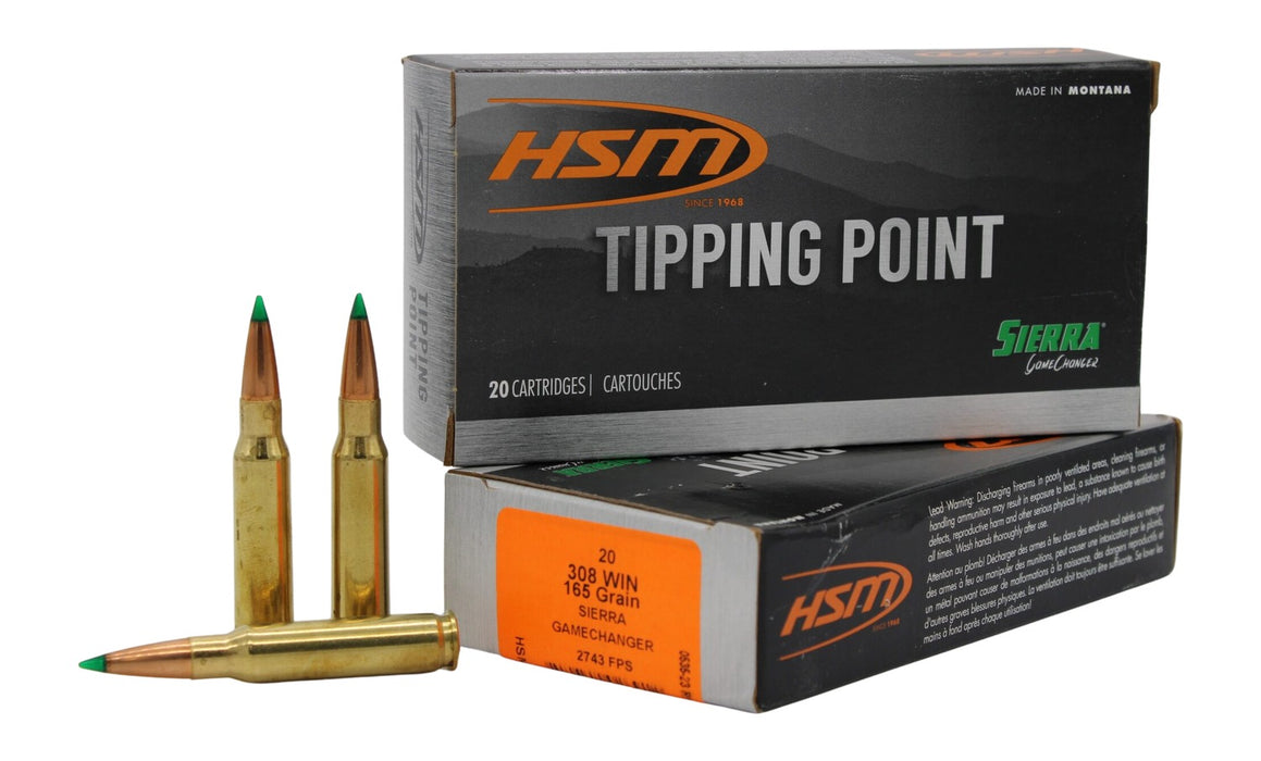 HSM 30847N Tipping Point  308 Win 165 gr Sierra GameChanger 20 Per Box/ 25 Case