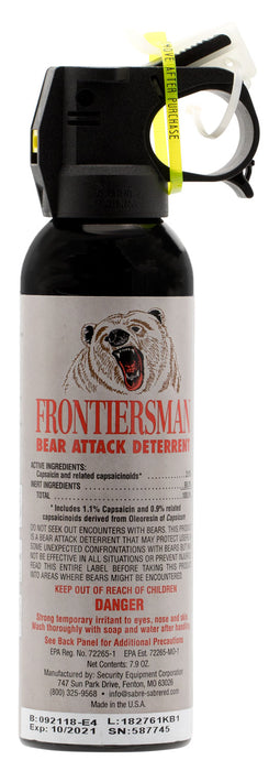 Sabre FBAD03 Frontiersman Bear Spray Effective 30 ft 7.90 oz Aerosol Repels Bears