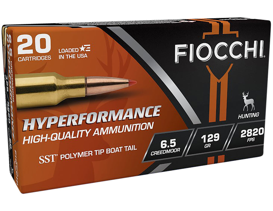 Fiocchi 65CMHSA Hyperformance  6.5 Creedmoor 129 gr 2840 fps Super Shock Tip (SST) 20 Bx/10 Cs