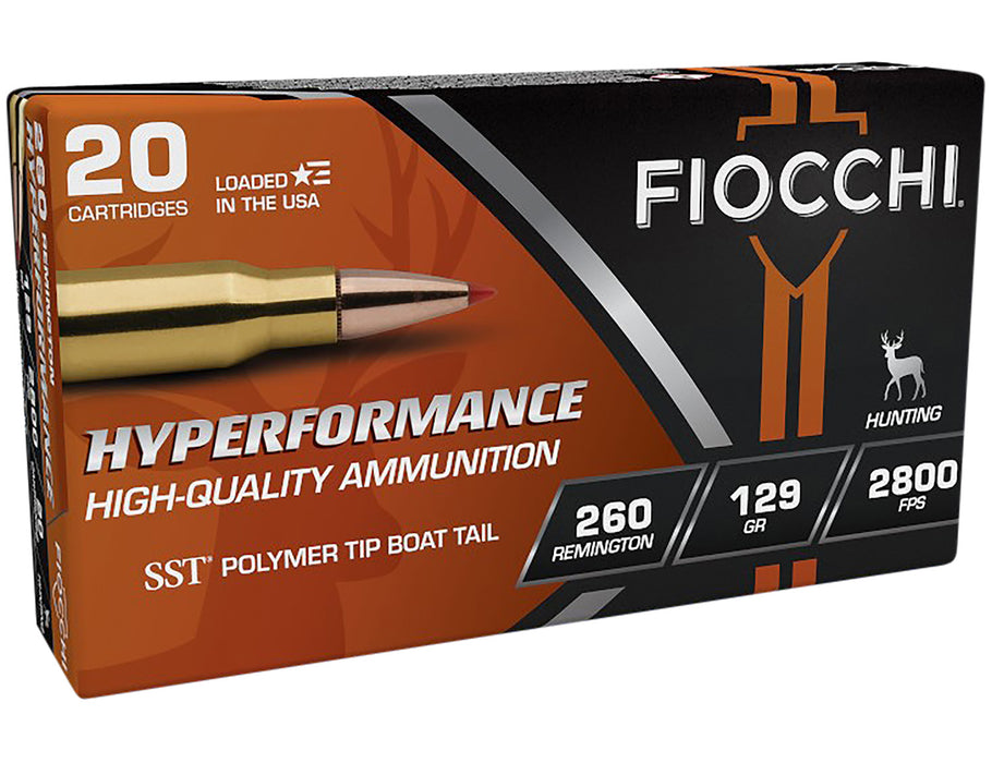 Fiocchi 260HSA Extrema  260 Rem 129 gr 2800 fps Super Shock Tip (SST) 20 Bx/10 Cs