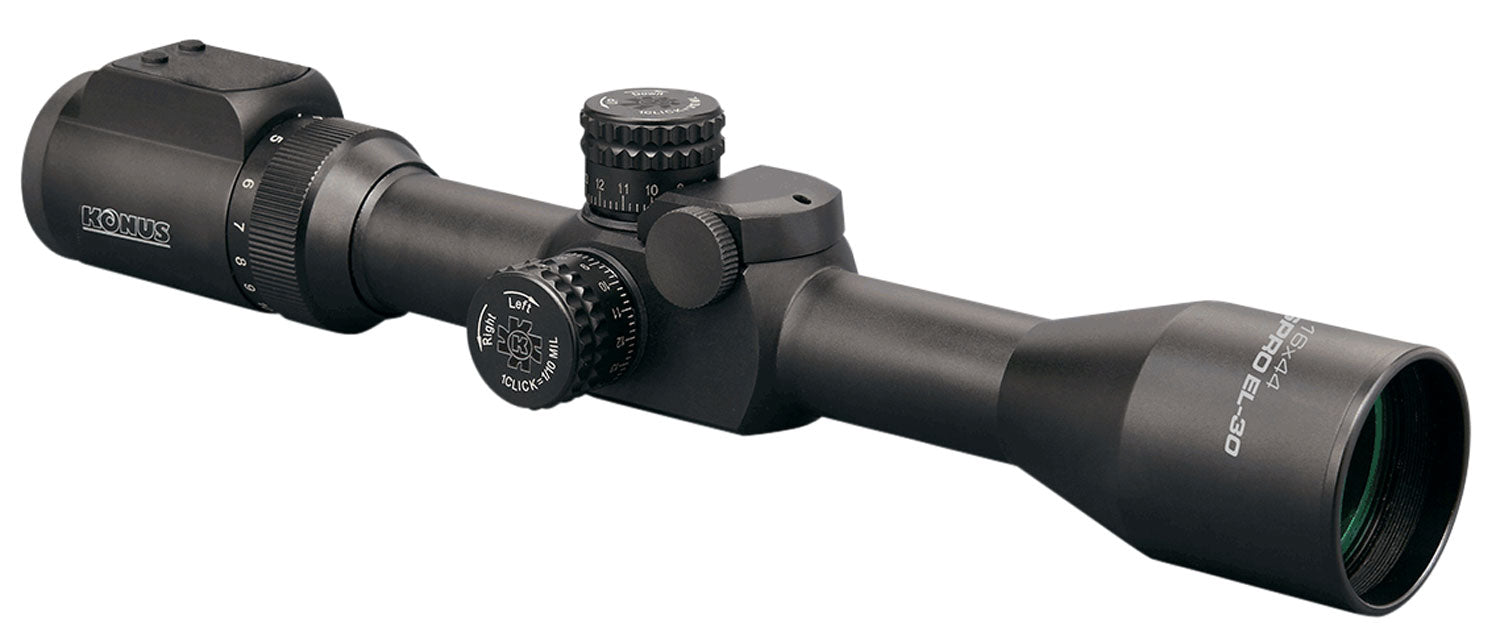 Konus 7330 KonusPro EL-30 Matte Black 4-16x44mm 30mm Tube 10 Interchangeable Reticle