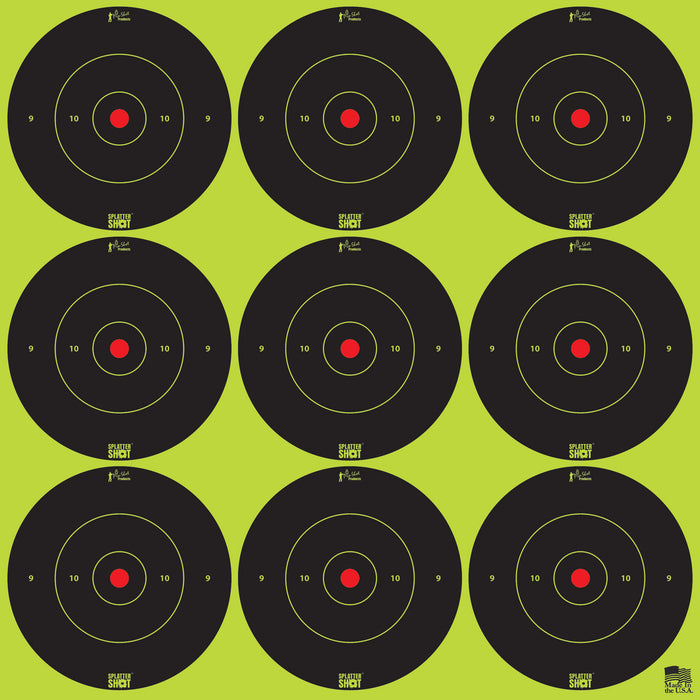 Pro-Shot 2BGREEN108 SplatterShot  Black/Green Self-Adhesive Paper Impact Enhancement 2" Bullseye 108 Targets/12 Sheets