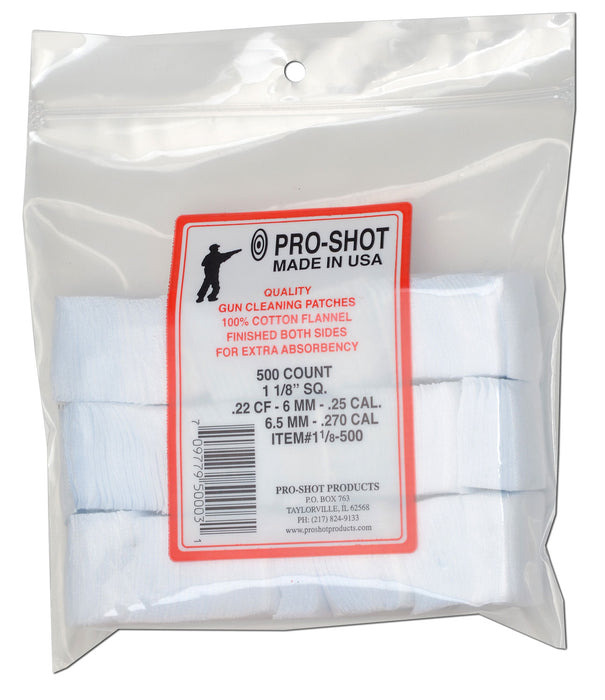 Pro-Shot 118500 Cleaning Patches  .22/ .270 Cal 1.125" Square Cotton Flannel 500 Pack