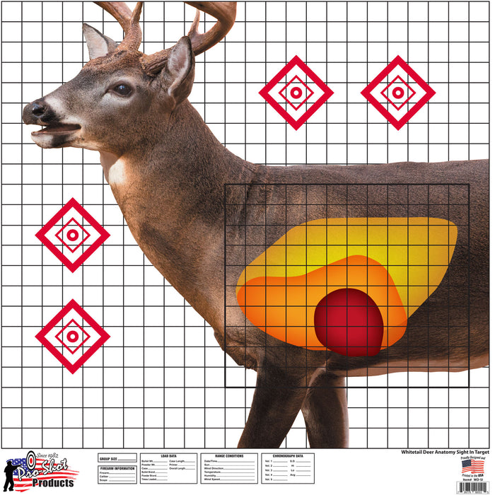 Pro-Shot WDSI5PK Whitetail Sight-In Deer Heavy Paper Hanging Universal 25" x 25" Multi-Color 5 Pack