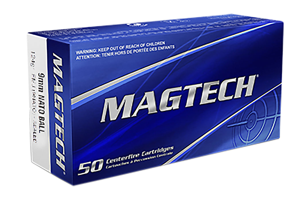 Magtech 9NATO Range/Training  9mm NATO 124 gr 1329 fps Full Metal Jacket (FMJ) 50 Bx/20 Cs