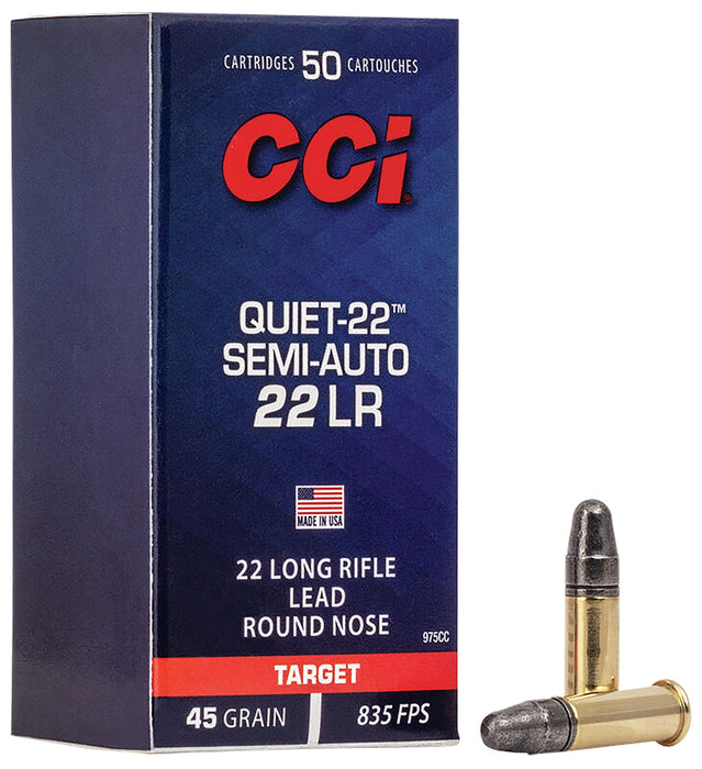 CCI 975CC Quite-22  22 LR 45 gr 835 fps Lead Round Nose (LRN) 50 Bx/100 Cs