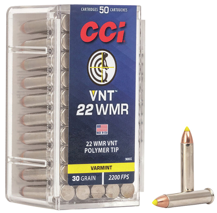 CCI 969CC VNT Rimfire 22WMR 30gr Varmint Tipped 50 Per Box/40 Case