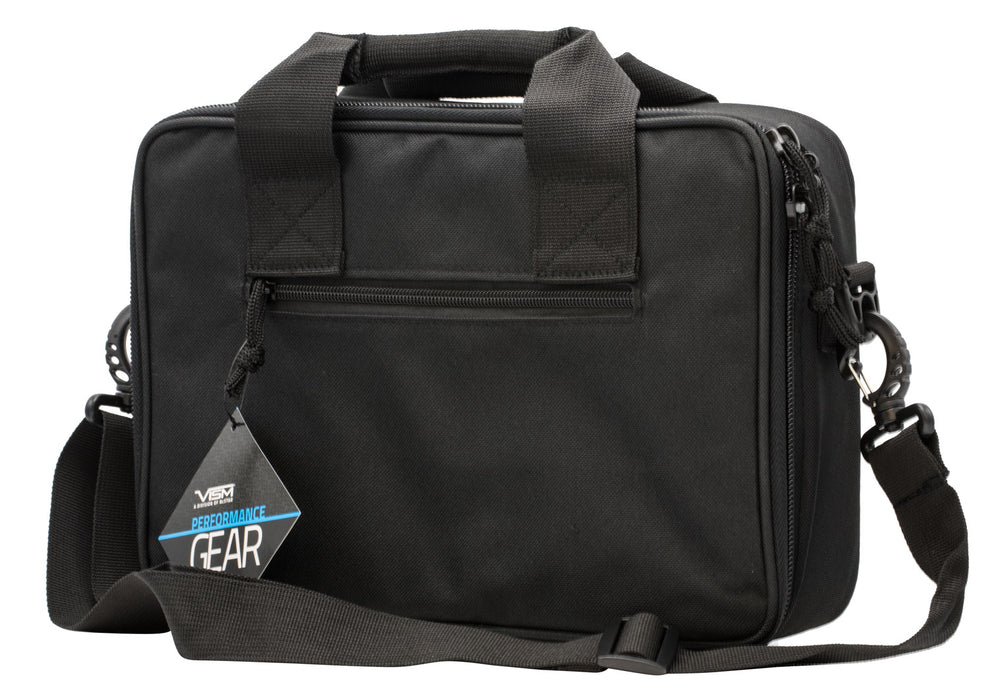 NcStar CPDX2971B VISM Double Pistol Range Bag w/ Mag Pouches Loop Fasteners Zippers Padding & Black Finish