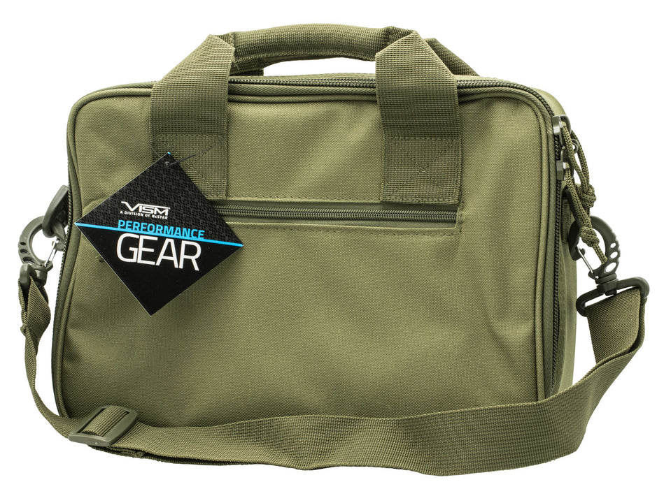 NcStar CPDX2971G VISM Double Pistol Range Bag w/Mag Pouches Heavy Duty Lockable Zippers For Compliance Padded Carry Handle Adjustable Shoulder Strap Green