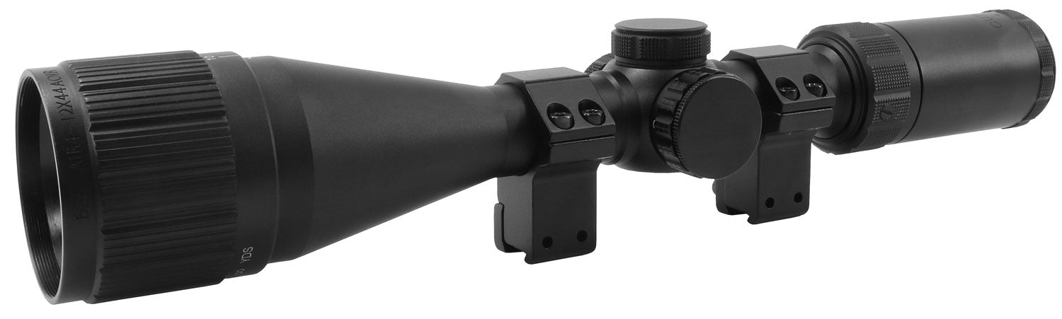 BSA AIR412X44A Outlook  Matte Black 4-12x44mm AO 1" Tube Illuminated Red/Green Mil-Dot Reticle