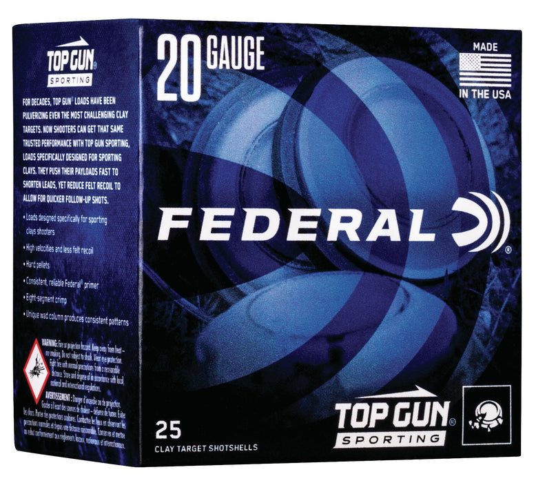 Federal TGS2248 Top Gun Sporting 20 Gauge 2.75" 7/8 oz 1250 fps 8 Shot 25 Bx/10 Cs