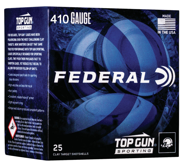 Federal TGS412148 Top Gun Sporting 410 Gauge 2.75" 1/2 oz 1330 fps 8 Shot 25 Bx/10 Cs