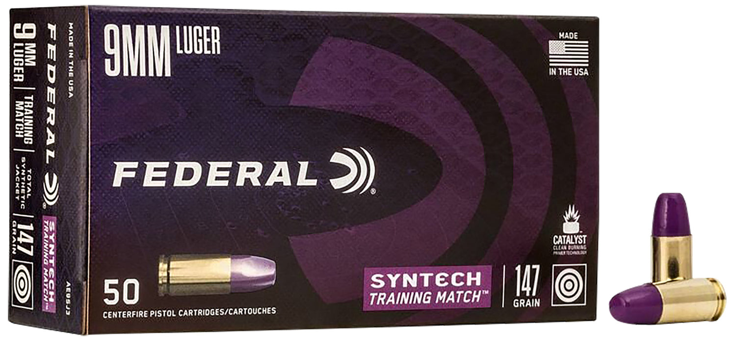 Federal AE9SJ3 Syntech Training Match 9mmLuger 147gr Total Syntech Jacket Flat Nose