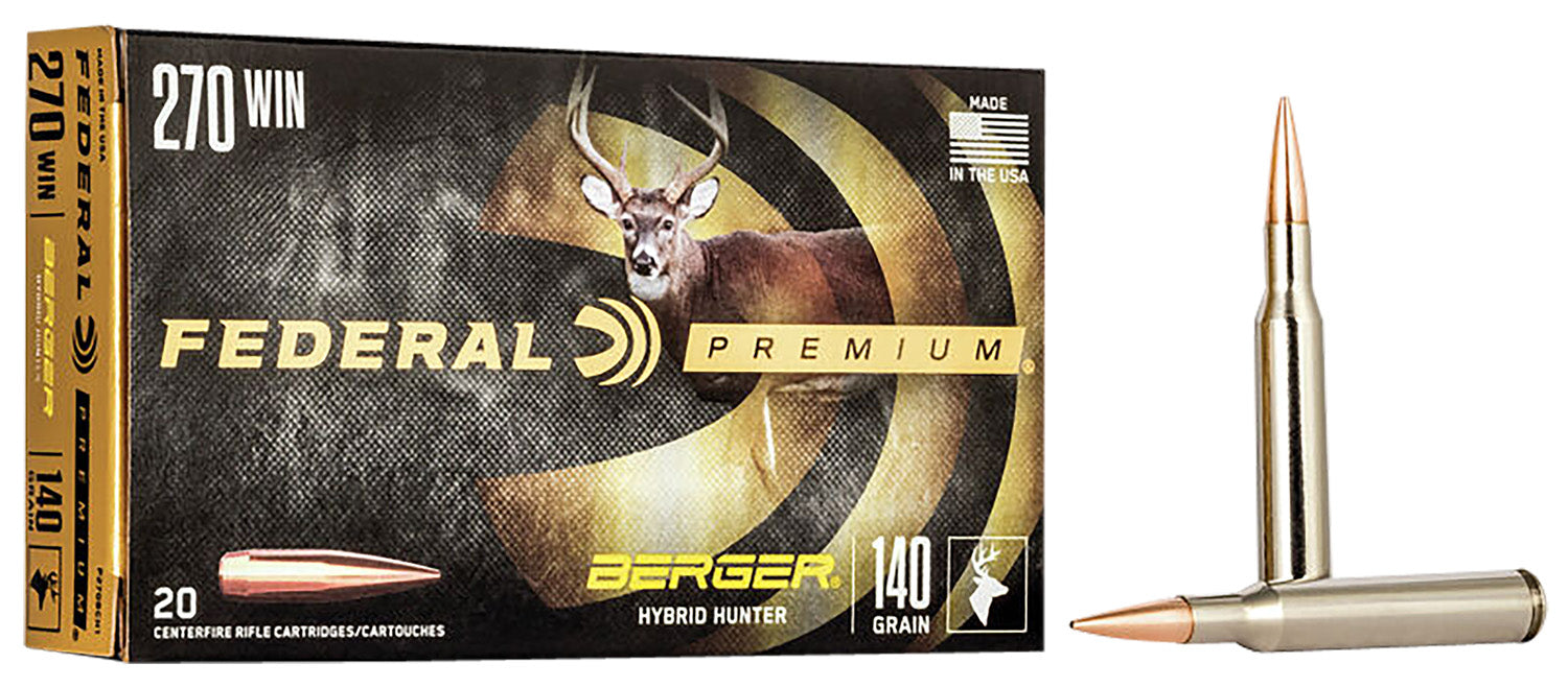 Federal P270BCH1 Premium  270 Win 140 gr 2950 fps Berger Hybrid Hunter 20 Bx/10 Cs