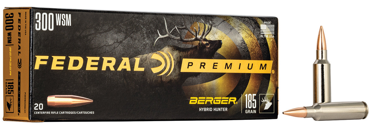 Federal P300WSMBCH1 Premium  300 WSM 185 gr Berger Hybrid Hunter 20 Per Box/10 Cs